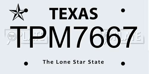 TPM7667 Texas License Plate