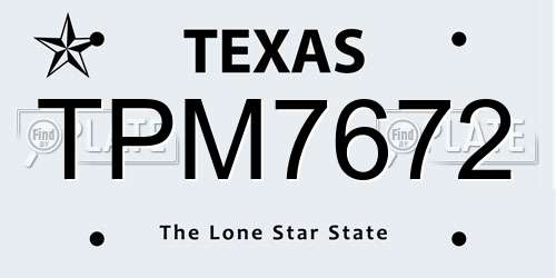 TPM7672 Texas License Plate