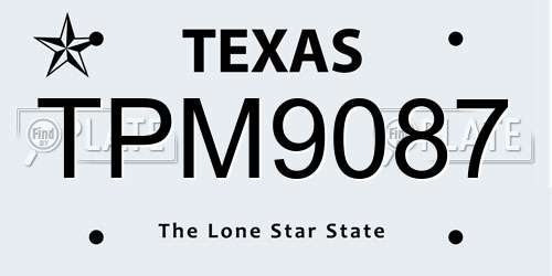 TPM9087 Texas License Plate