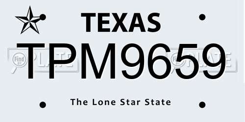 TPM9659 Texas License Plate
