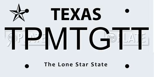 TPMTGTT Texas License Plate