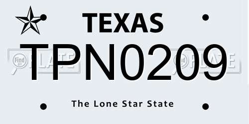 TPN0209 Texas License Plate