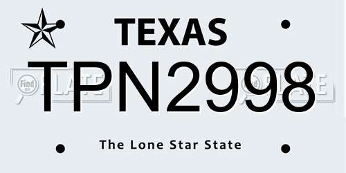 TPN2998 Texas License Plate
