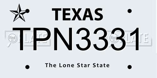 TPN3331 Texas License Plate
