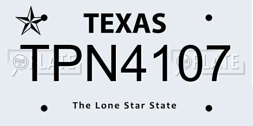 TPN4107 Texas License Plate