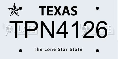 TPN4126 Texas License Plate