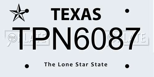 TPN6087 Texas License Plate