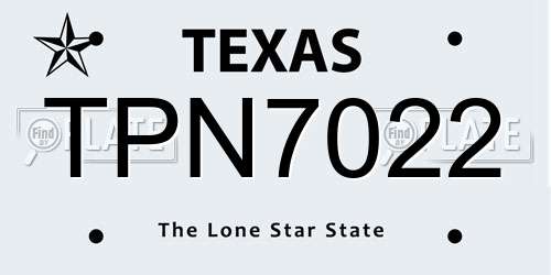 TPN7022 Texas License Plate