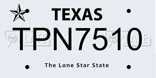 TPN7510 Texas License Plate