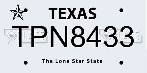 TPN8433 Texas License Plate