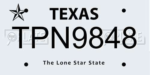 TPN9848 Texas License Plate