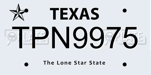 TPN9975 Texas License Plate