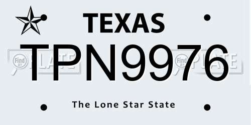 TPN9976 Texas License Plate