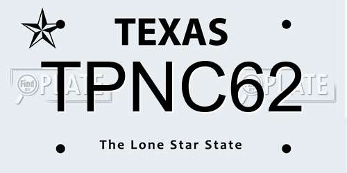 TPNC62 Texas License Plate
