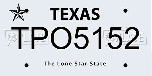 TPO5152 Texas License Plate