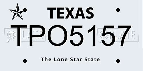 TPO5157 Texas License Plate