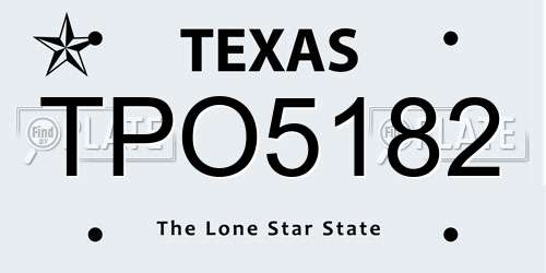 TPO5182 Texas License Plate