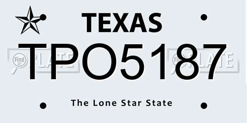 TPO5187 Texas License Plate