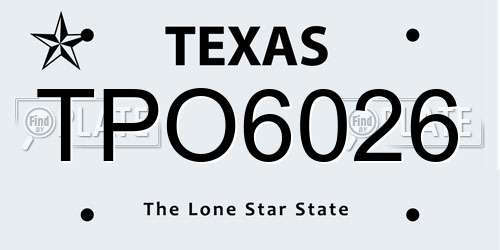 TPO6026 Texas License Plate