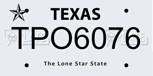 TPO6076 Texas License Plate