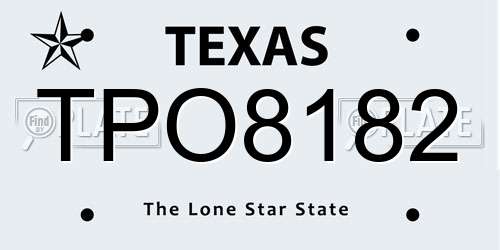 TPO8182 Texas License Plate