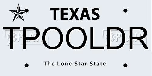 TPOOLDR Texas License Plate