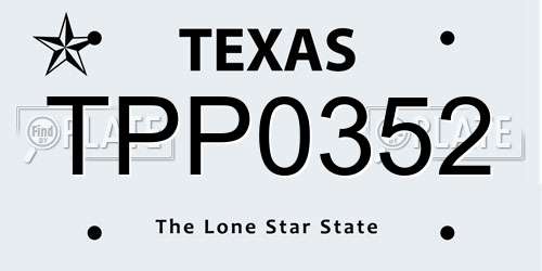 TPP0352 Texas License Plate