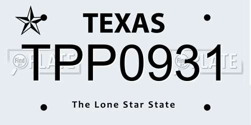 TPP0931 Texas License Plate