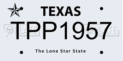 TPP1957 Texas License Plate