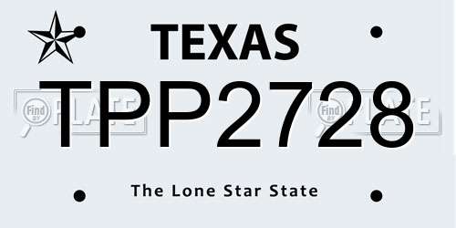 TPP2728 Texas License Plate