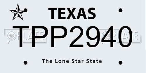 TPP2940 Texas License Plate