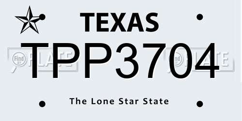 TPP3704 Texas License Plate