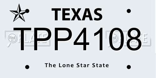 TPP4108 Texas License Plate