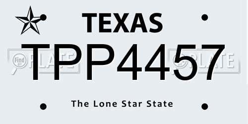 TPP4457 Texas License Plate