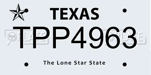 TPP4963 Texas License Plate