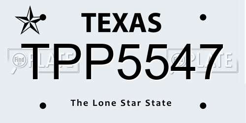 TPP5547 Texas License Plate
