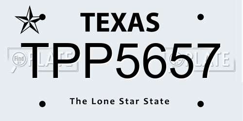 TPP5657 Texas License Plate