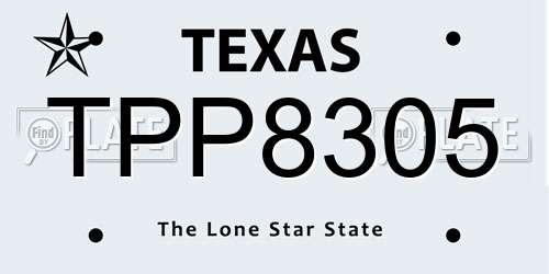 TPP8305 Texas License Plate
