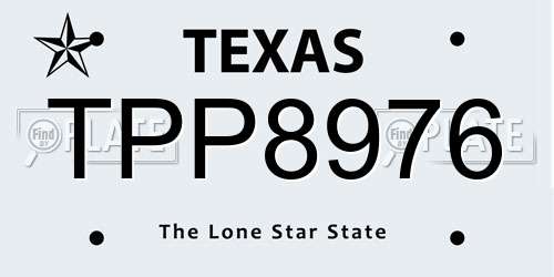 TPP8976 Texas License Plate