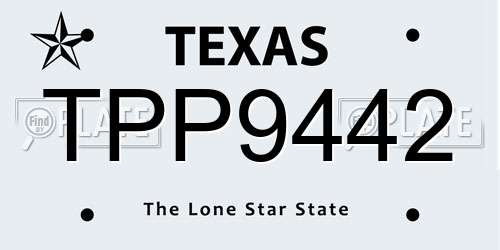 TPP9442 Texas License Plate