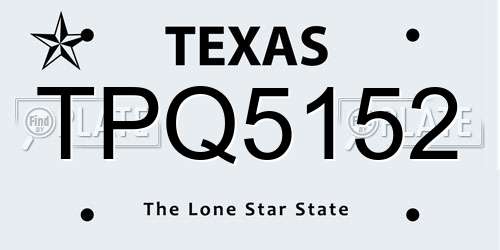 TPQ5152 Texas License Plate