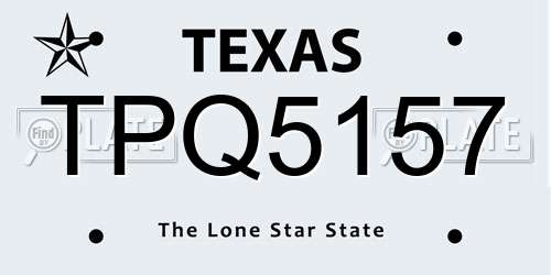 TPQ5157 Texas License Plate