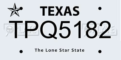 TPQ5182 Texas License Plate