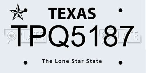 TPQ5187 Texas License Plate