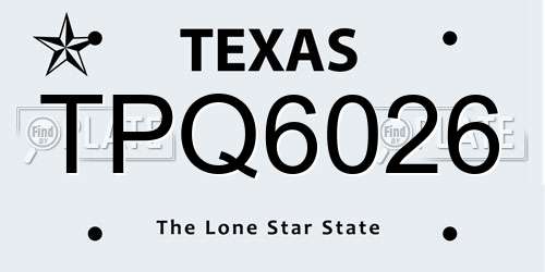 TPQ6026 Texas License Plate