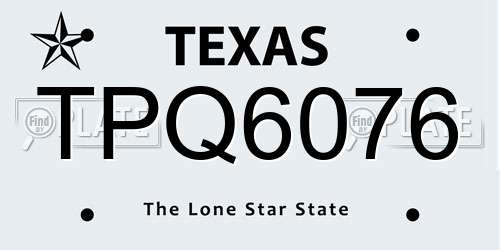 TPQ6076 Texas License Plate