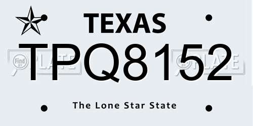 TPQ8152 Texas License Plate