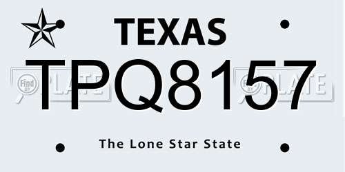 TPQ8157 Texas License Plate