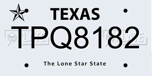 TPQ8182 Texas License Plate