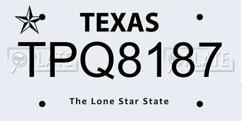 TPQ8187 Texas License Plate
